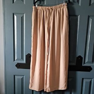 Cider Wide Leg Drawstring Pants in Light Beige